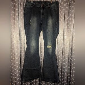 POETIC JUSTICE Corrine High Rise Distressed Flare Jeans 26" 16R